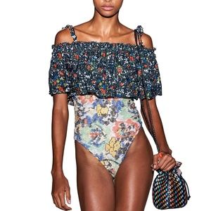Missoni Mare Cold-Shoulder Floral Knit One-Piece Swimsuit 40/4